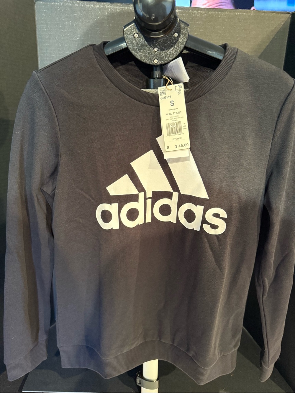 adidas Women's Black Crewneck Sweatshirt with White Logo size Small